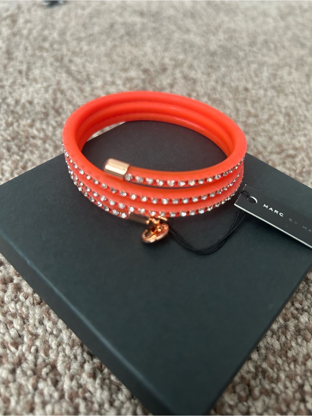 Marc by Marc Jacobs Bright Orange Crystal-Accented Wrap Bracelet